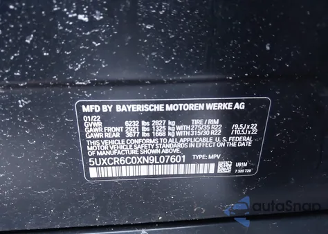 2022 BMW X5 xDrive40I z USA, uszkodzony, nr VIN 5UXCR6C0XN9L07601